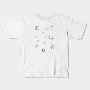 Aesthetic Cute Simple Galaxy Planets Stars Saturn Earth Moon Pack Kids T-Shirt